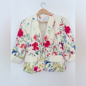 JENN Floral Print Blazer Floral Cream Jacket